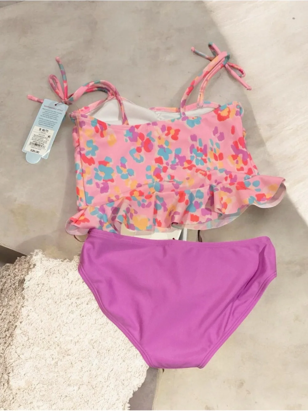 Buy 1 get 1 50% off Pink Floral Ruffle Tankini with Solid Pink Bottoms